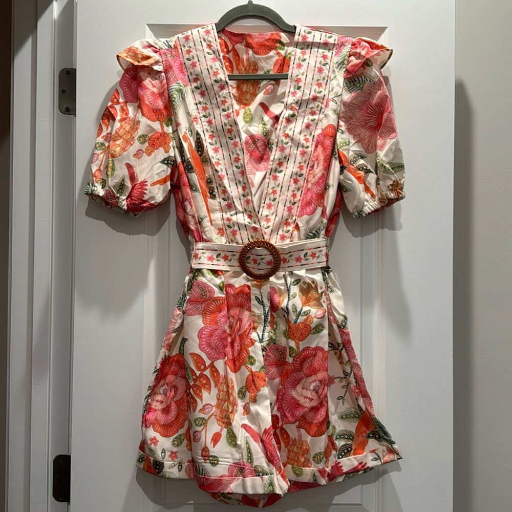 NWOT Tropical Romper with Belt